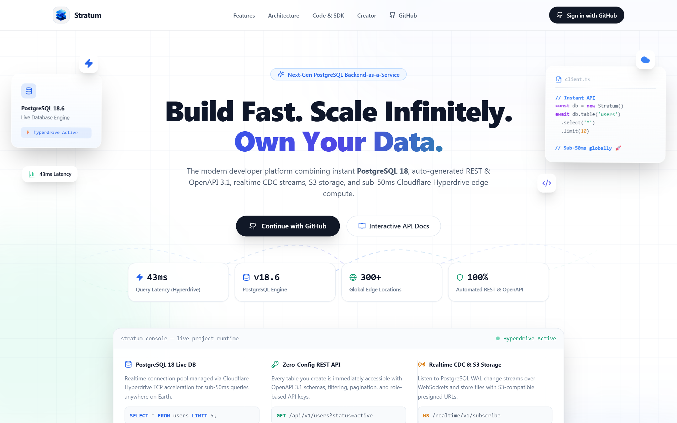 Stratum BaaS real-time live preview